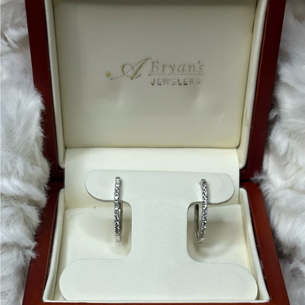 14k White Gold .50 DIAMOND Hoop Earrings